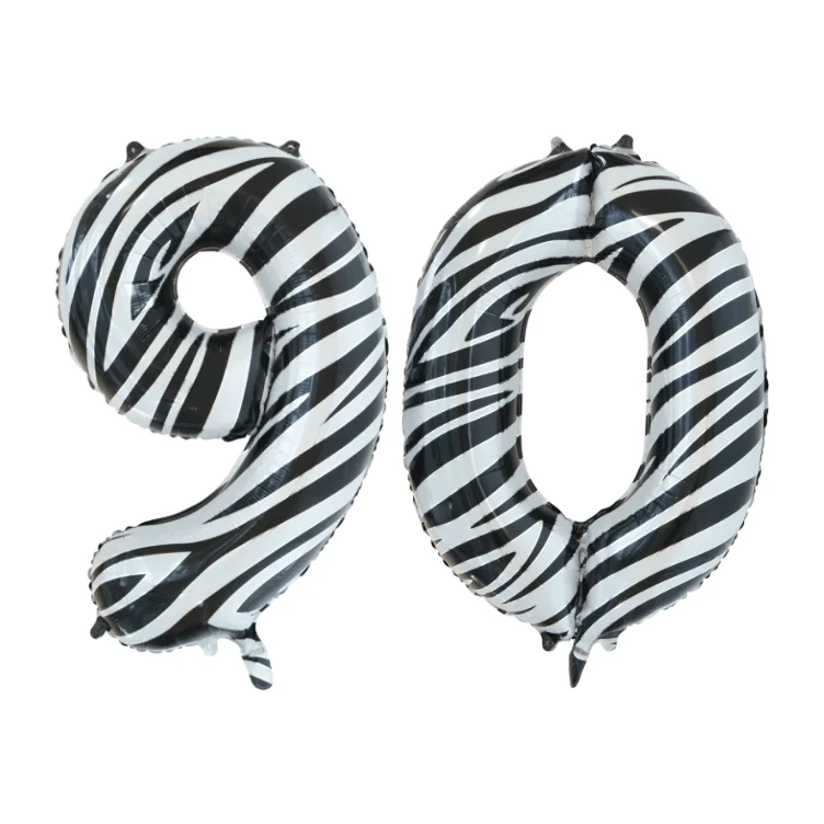 Folieballon 90 jaar zebra 86cm