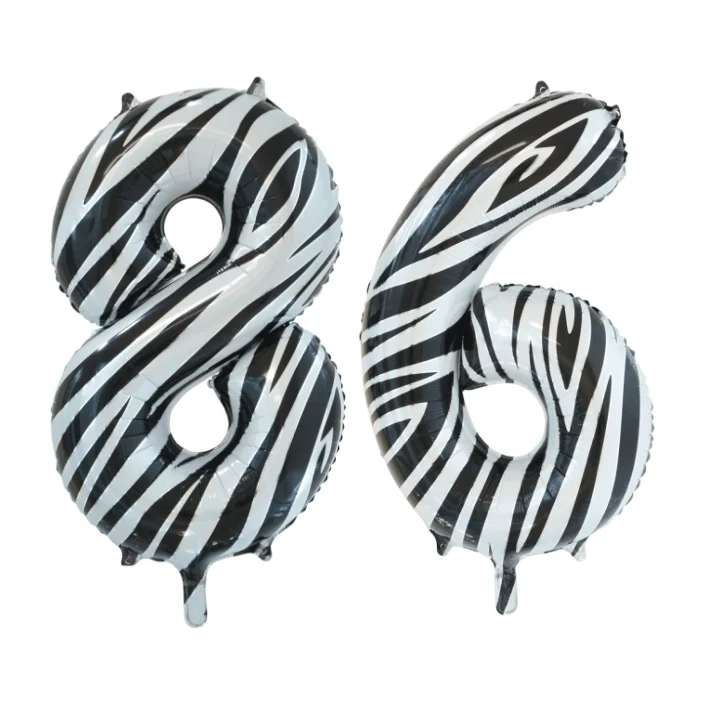 Folieballon 86 jaar zebra 86cm