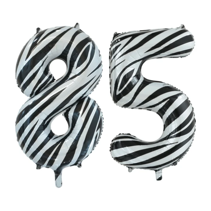 Folieballon 85 jaar zebra 86cm