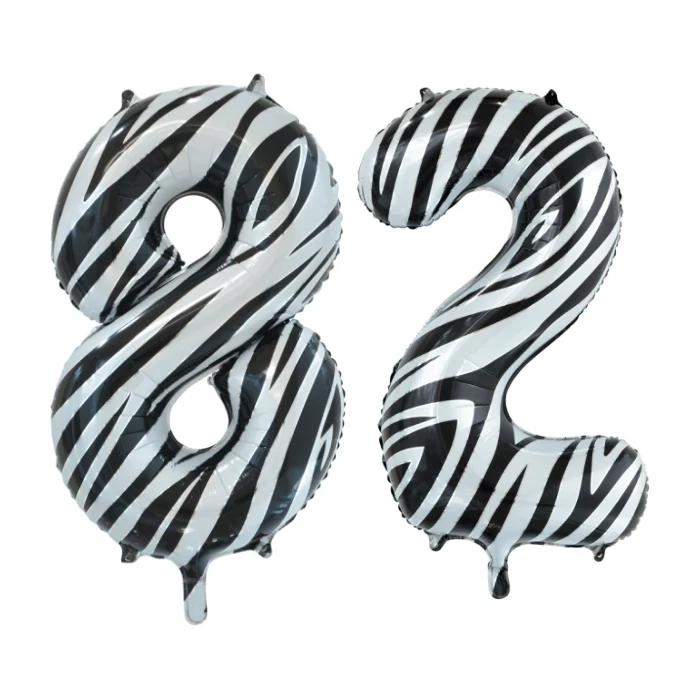 Folieballon 82 jaar zebra 86cm