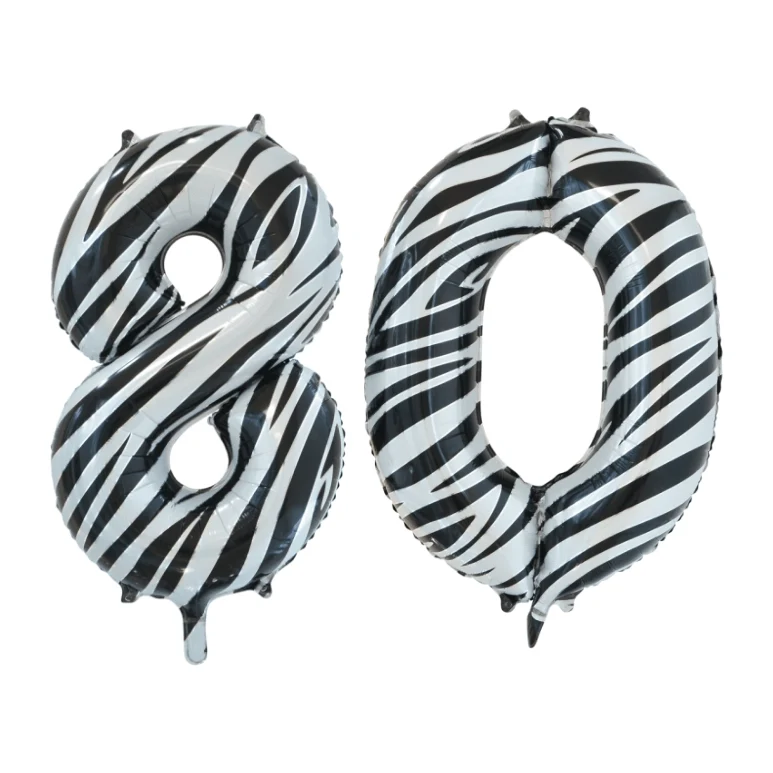 Folieballon 80 jaar zebra 86cm