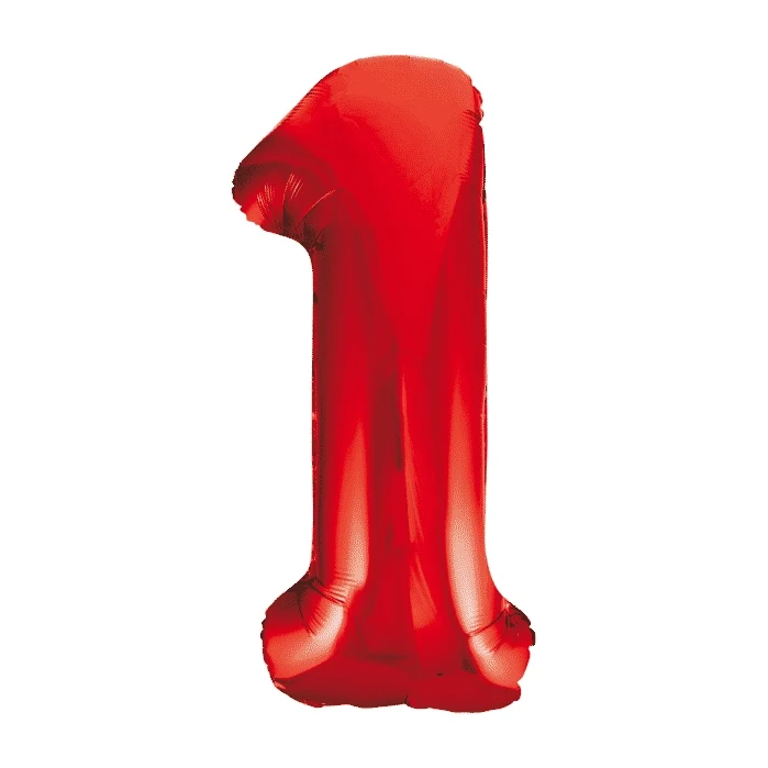 Folieballon 1 jaar rood 86cm