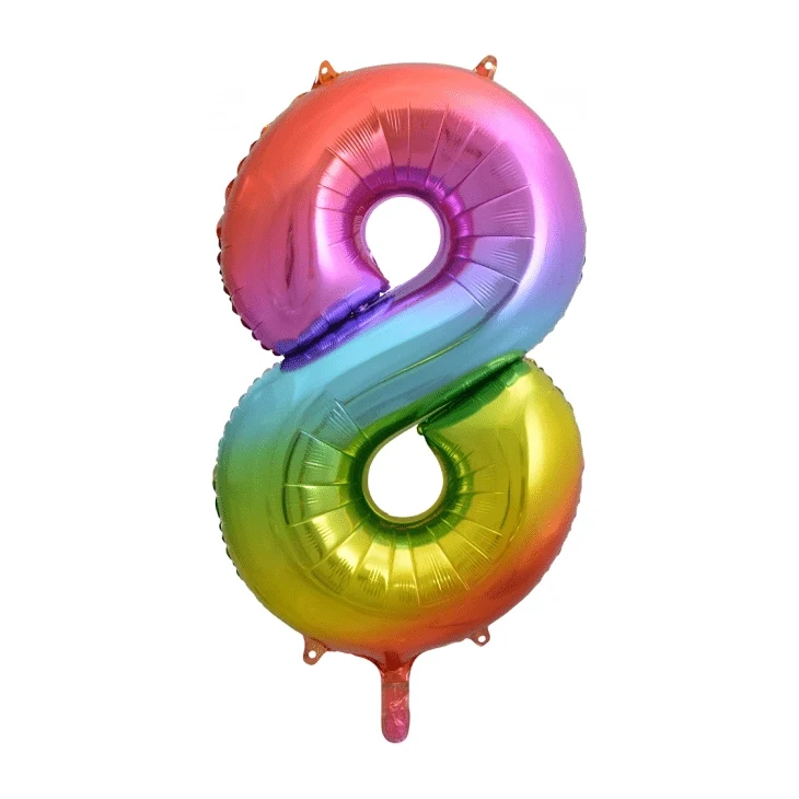 Folieballon 8 jaar Regenboog 86cm
