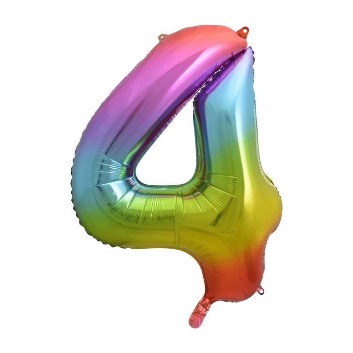 Folieballon 4 jaar Regenboog 41cm