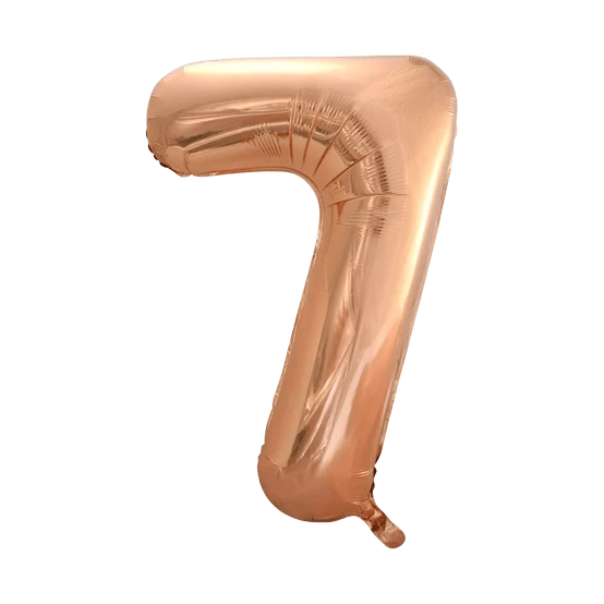 Folieballon 7 jaar Rosé Goud 86cm