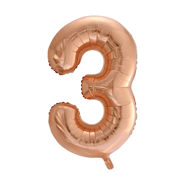 Folieballon 3 jaar Rosé Goud 86cm