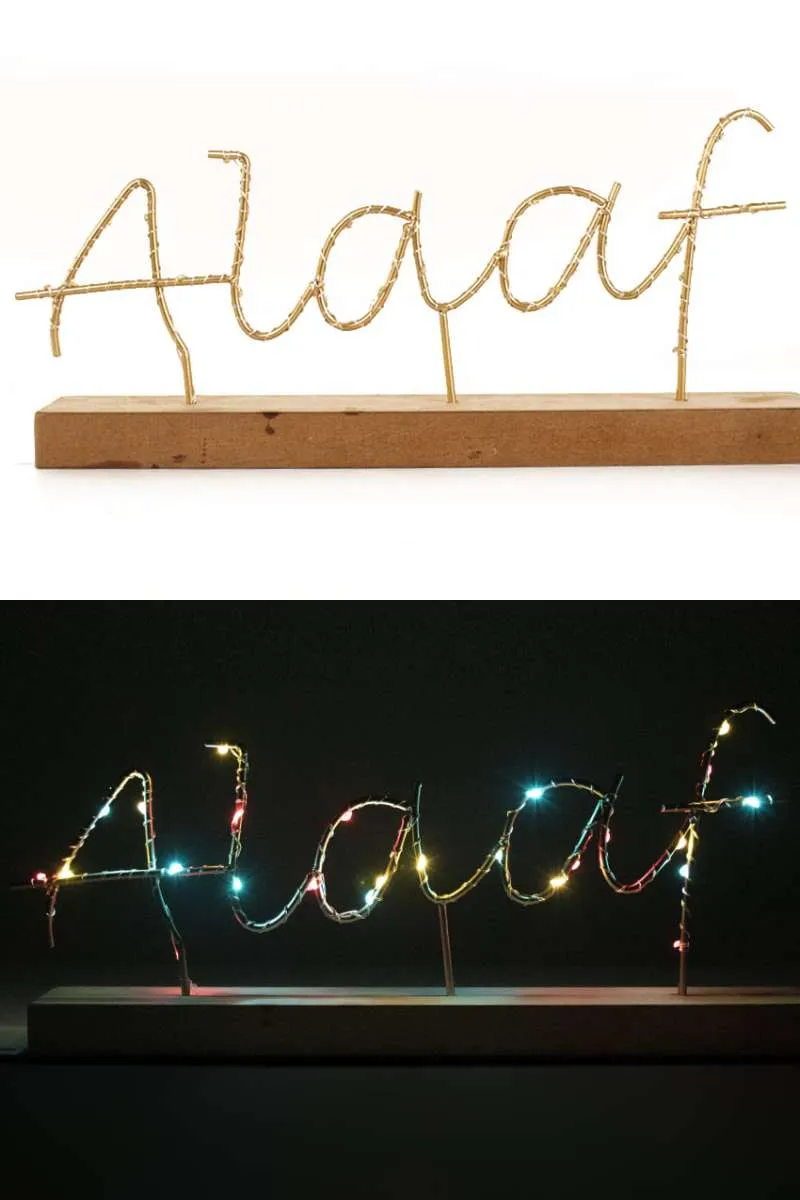 Plankje 36 x 21 cm met tekst ALAAF verlicht