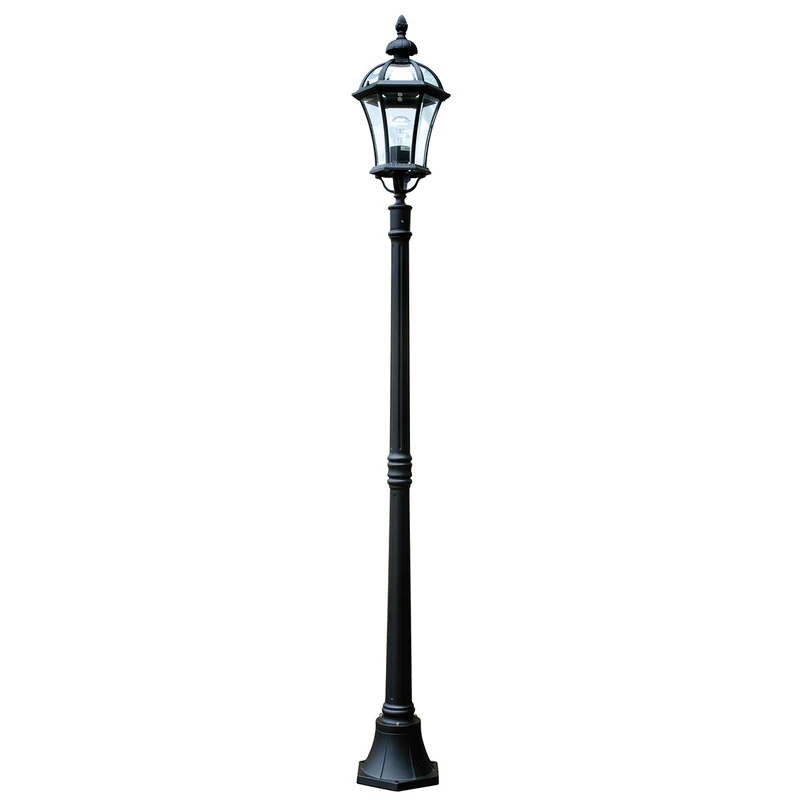 Elsteadbury - 1 Lichts Buitenlamp Mast Zwart IP44, E27