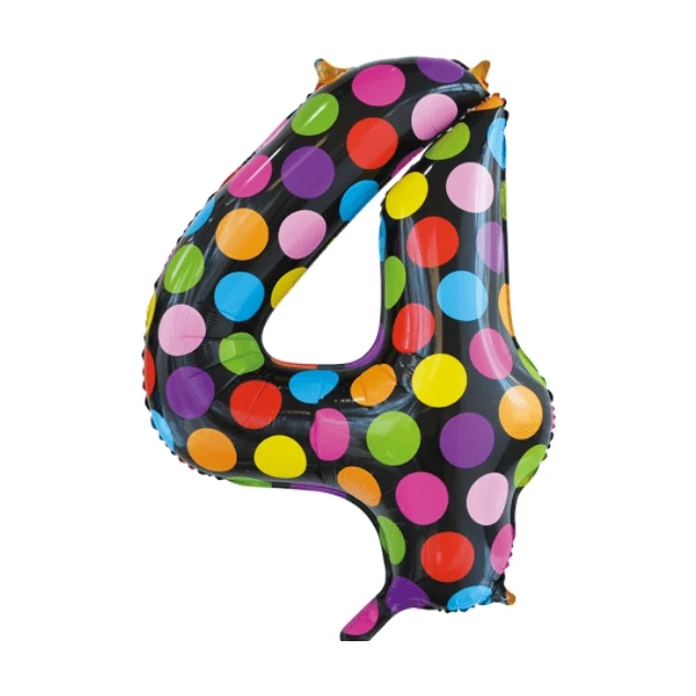 Folieballon 4 jaar stippen 86cm