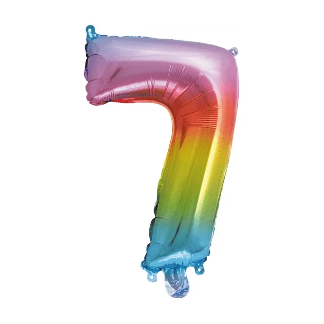 Folieballon 7 jaar Regenboog 41cm