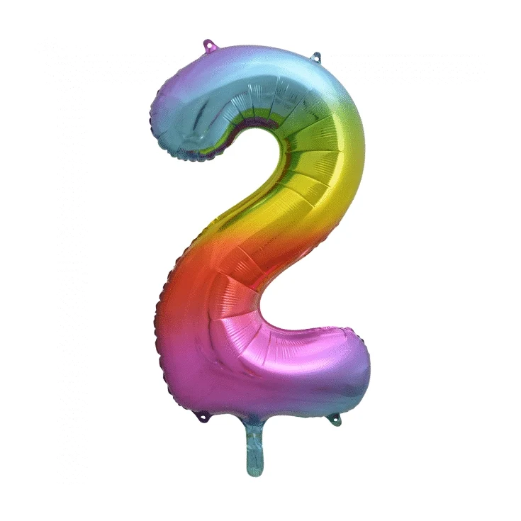 Folieballon 2 jaar Regenboog 41cm