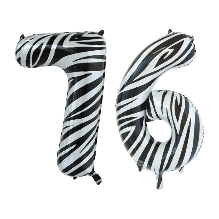 Folieballon 76 jaar zebra 86cm