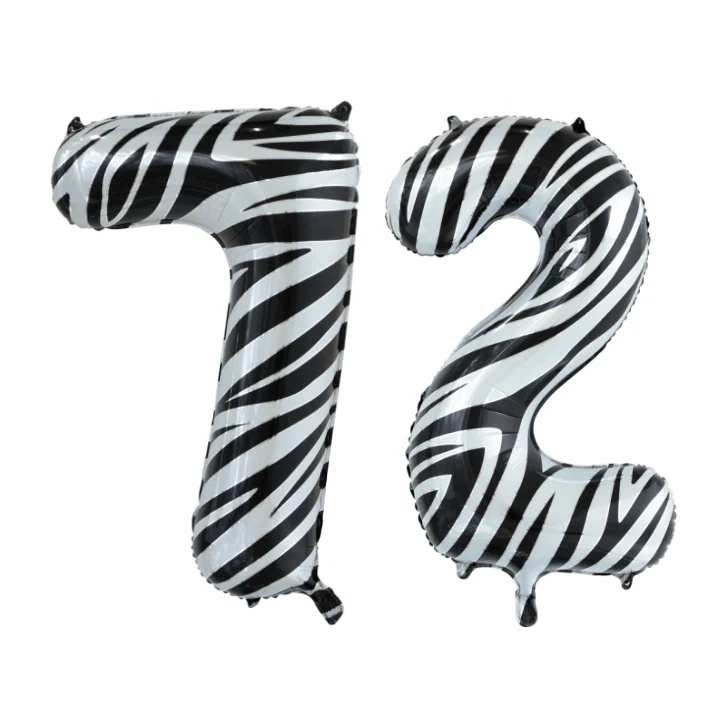 Folieballon 72 jaar zebra 86cm