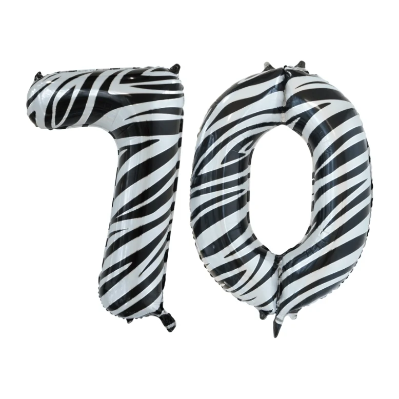 Folieballon 70 jaar zebra 86cm