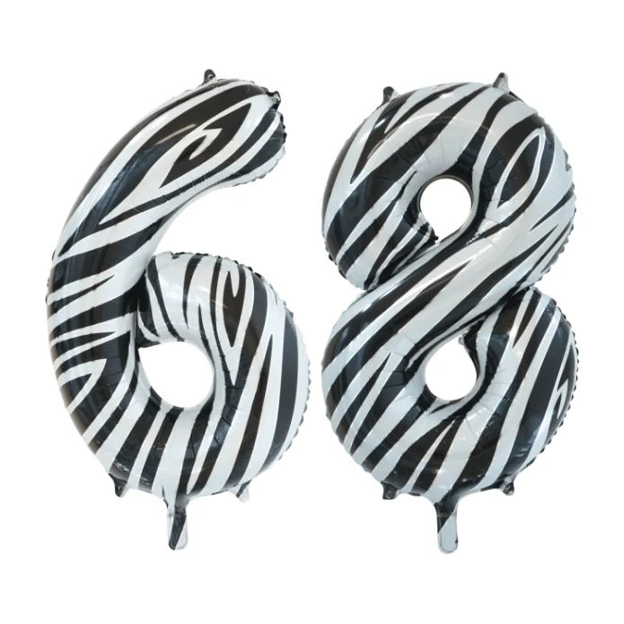 Folieballon 68 jaar zebra 86cm