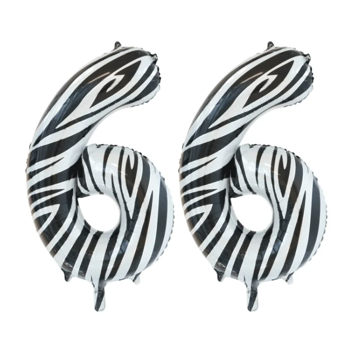 Folieballon 66 jaar zebra 86cm