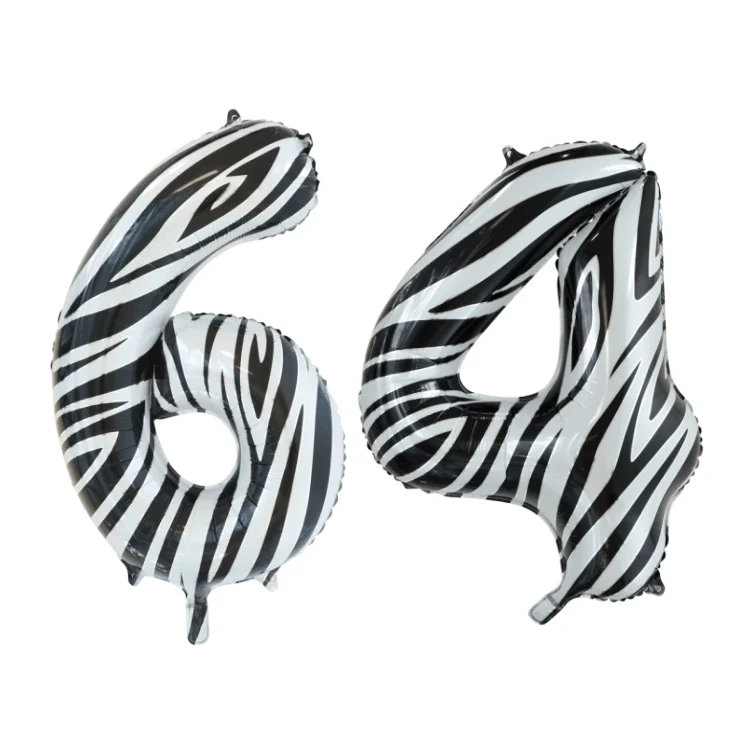 Folieballon 64 jaar zebra 86cm