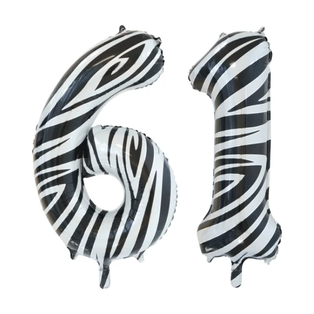Folieballon 61 jaar zebra 86cm