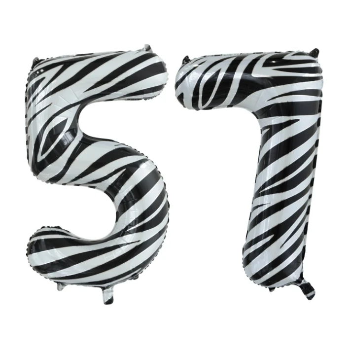 Folieballon 57 jaar zebra 86cm
