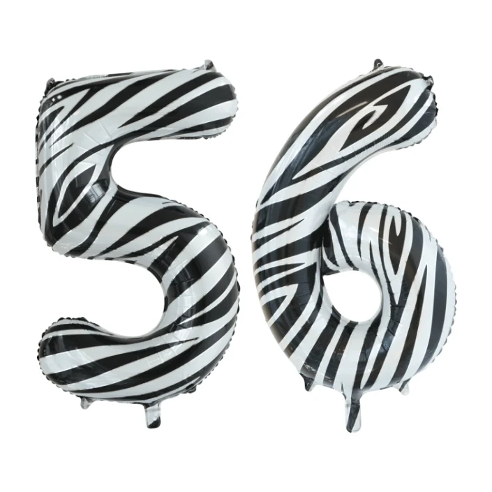 Folieballon 56 jaar zebra 86cm