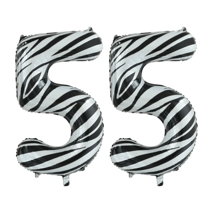 Folieballon 55 jaar zebra 86cm