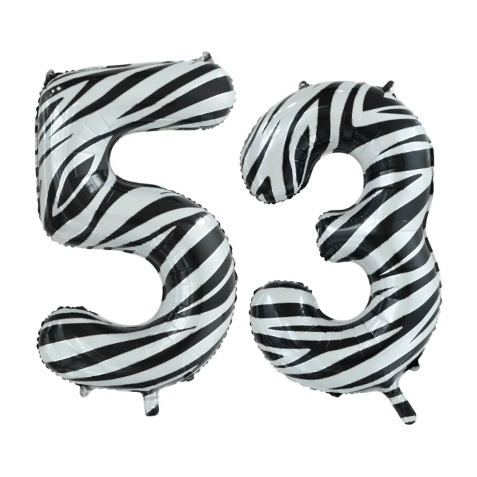 Folieballon 53 jaar zebra 86cm