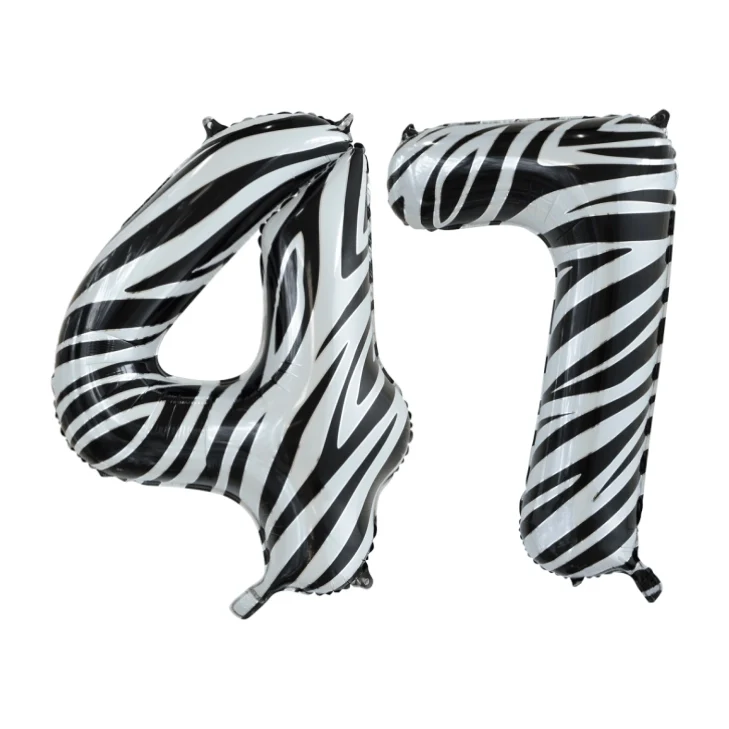 Folieballon 47 jaar zebra 86cm