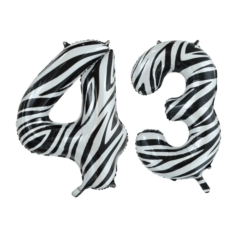 Folieballon 43 jaar zebra 86cm