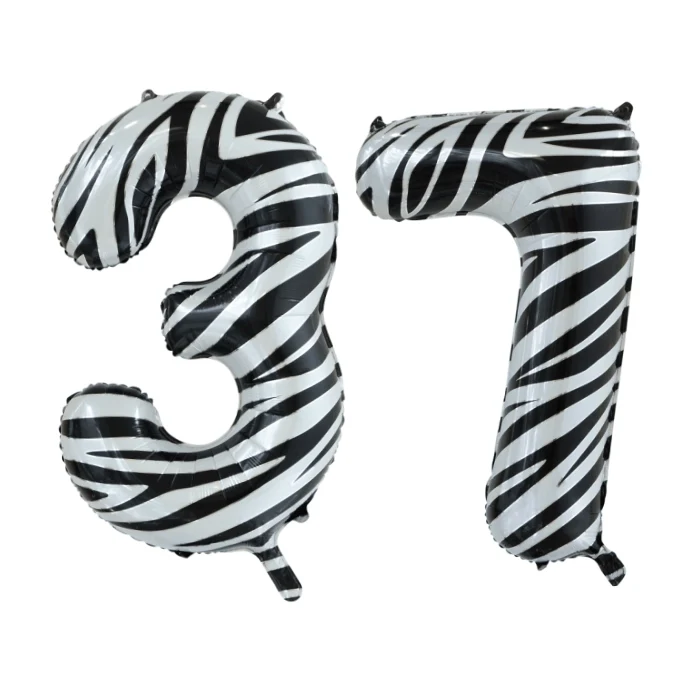 Folieballon 37 jaar zebra 86cm