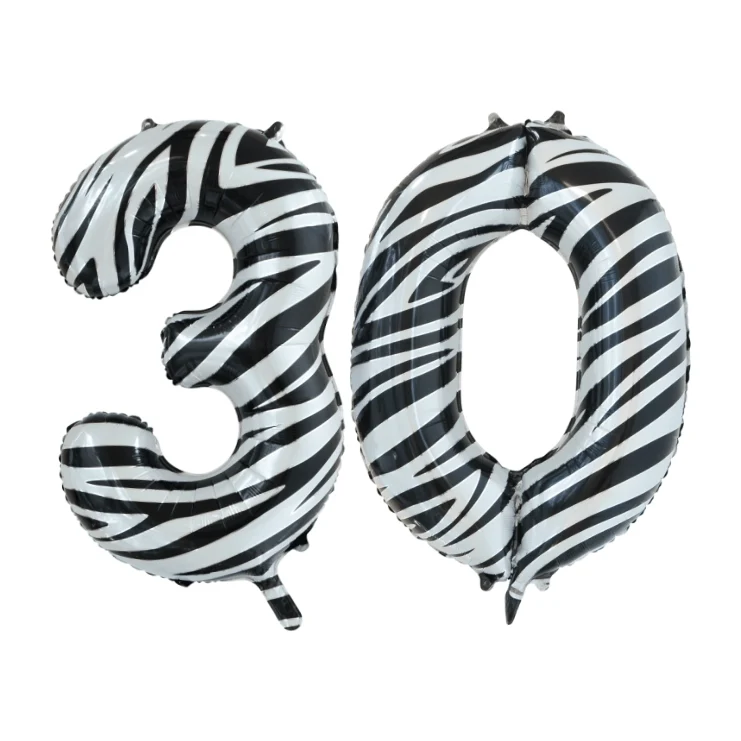 Folieballon 30 jaar zebra 86cm