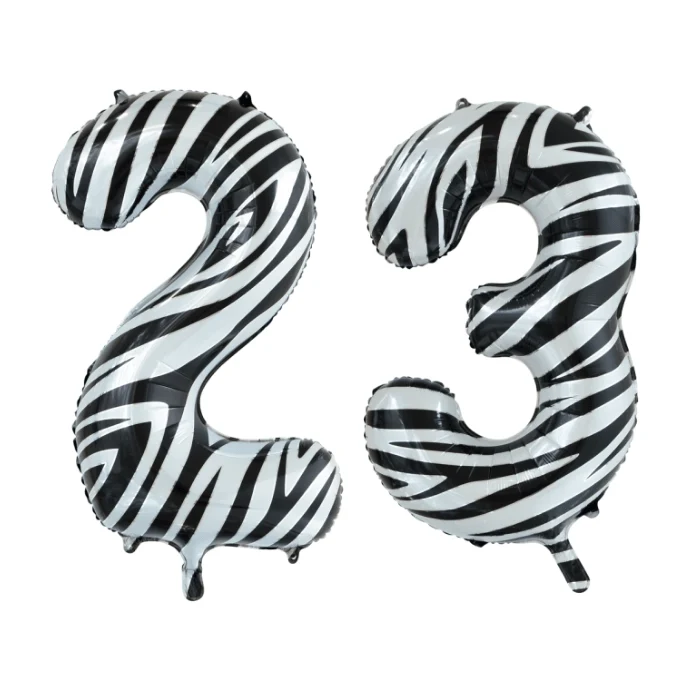 Folieballon 23 jaar zebra 86cm
