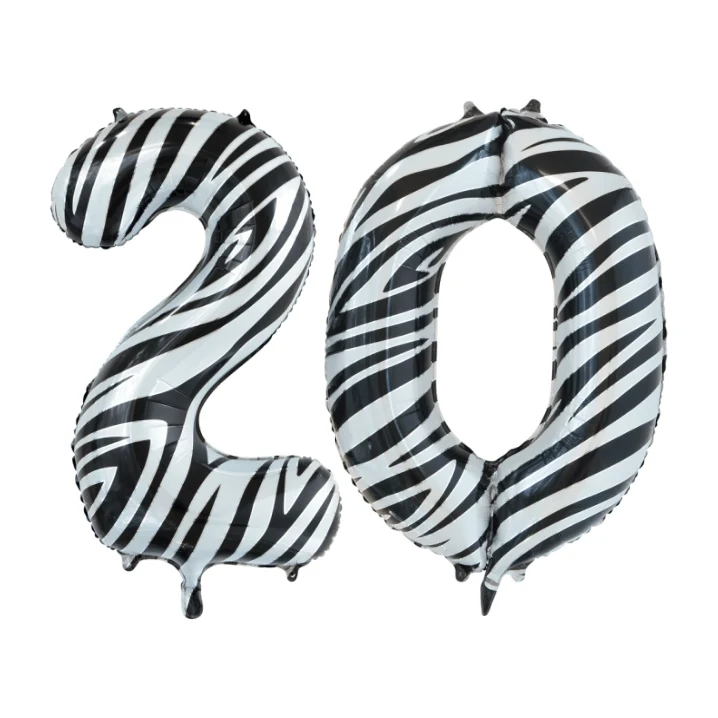 Folieballon 20 jaar zebra 86cm
