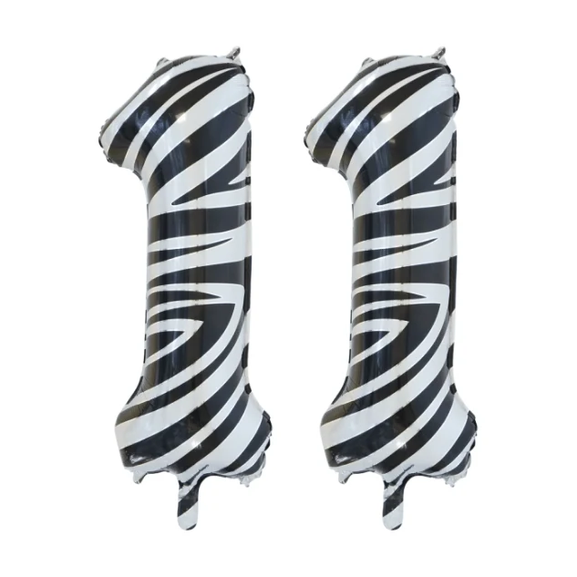 Folieballon 11 jaar zebra 86cm
