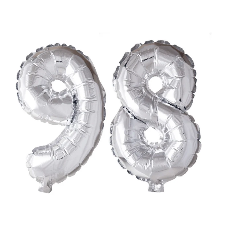 Folieballon 98 jaar zilver 41cm