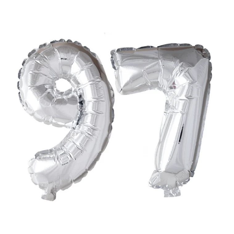 Folieballon 97 jaar zilver 41cm