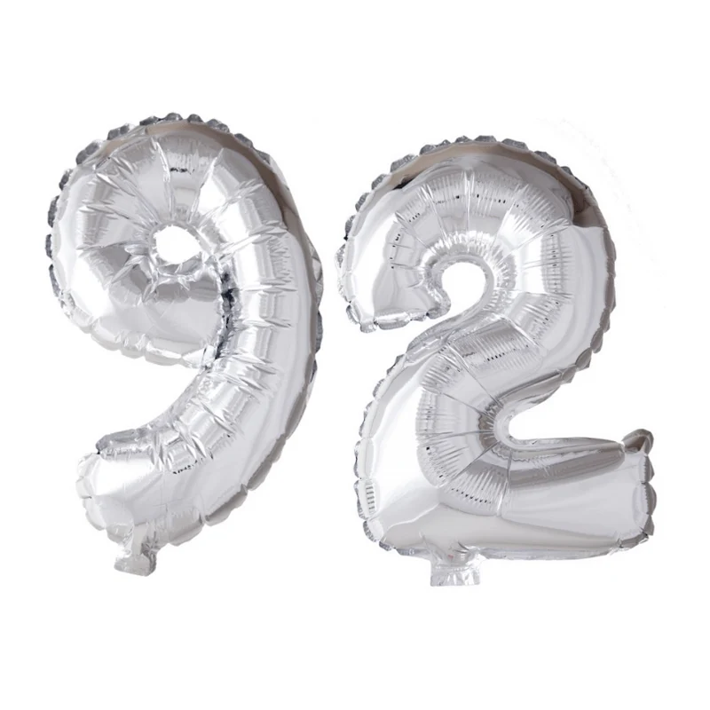 Folieballon 92 jaar zilver 41cm