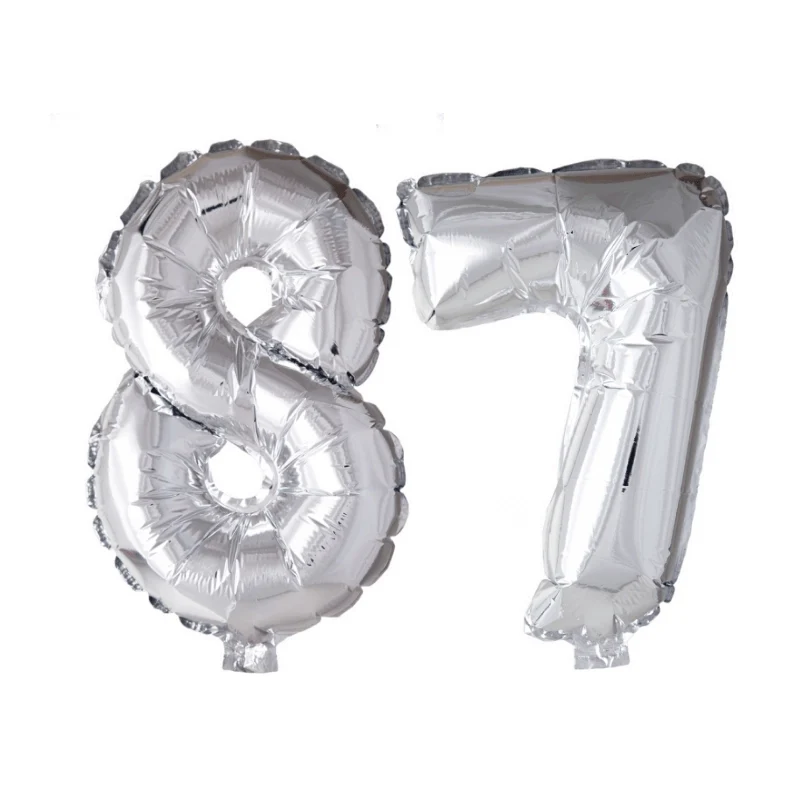Folieballon 87 jaar zilver 86cm