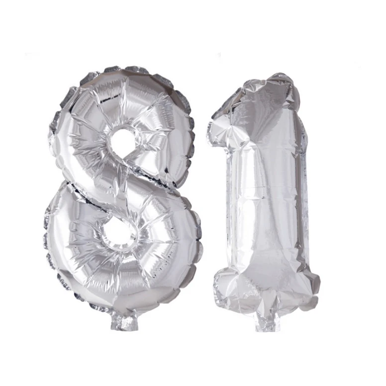 Folieballon 81 jaar zilver 41cm