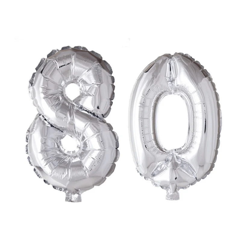 Folieballon 80 jaar zilver 41cm