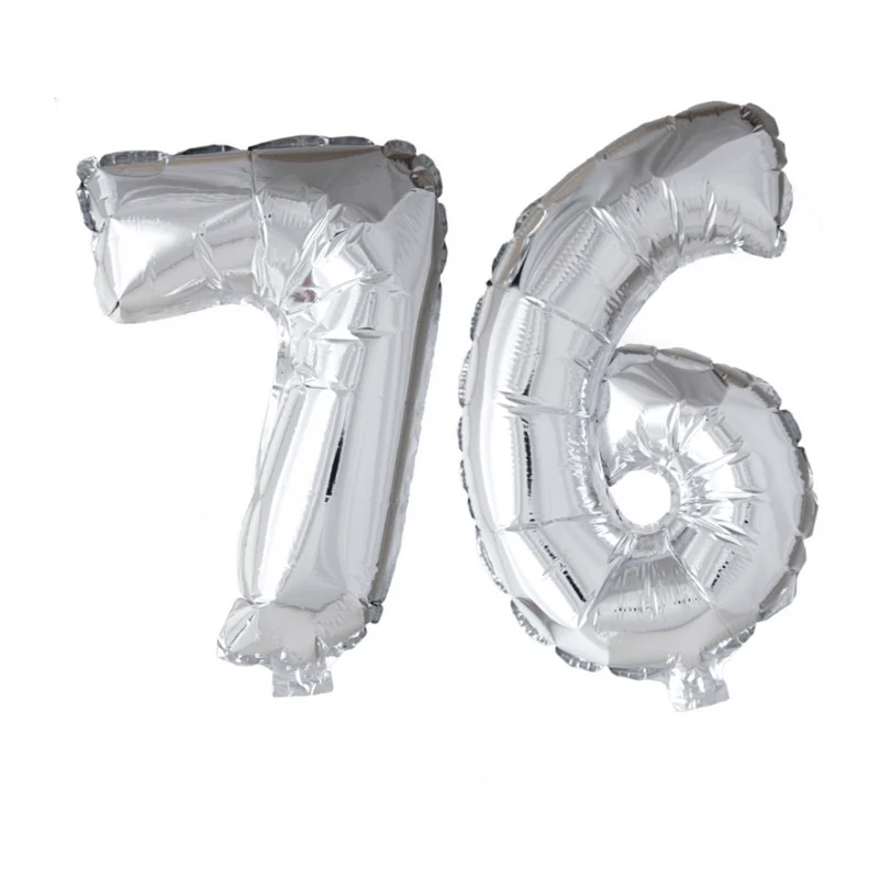 Folieballon 76 jaar zilver 86cm