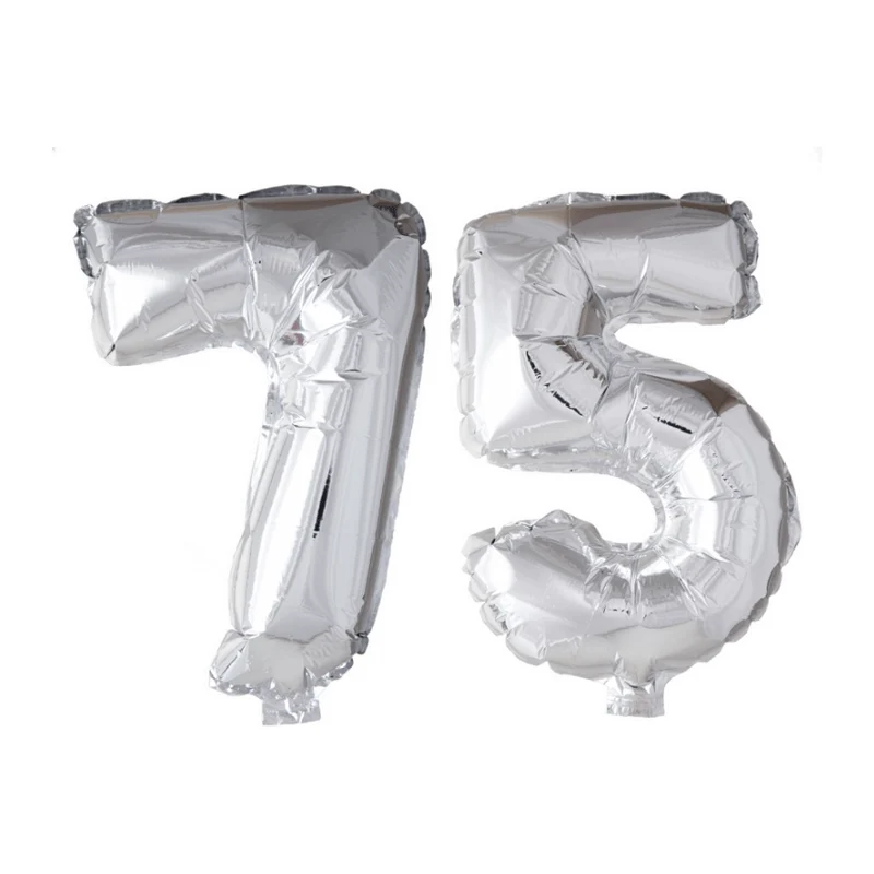 Folieballon 75 jaar zilver 41cm