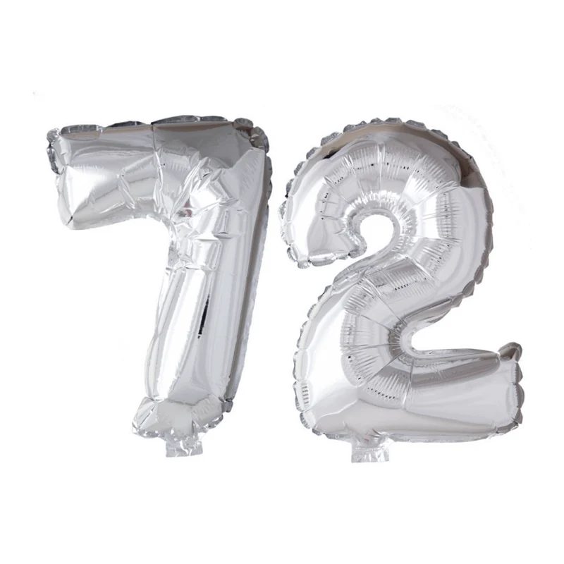 Folieballon 72 jaar zilver 41cm