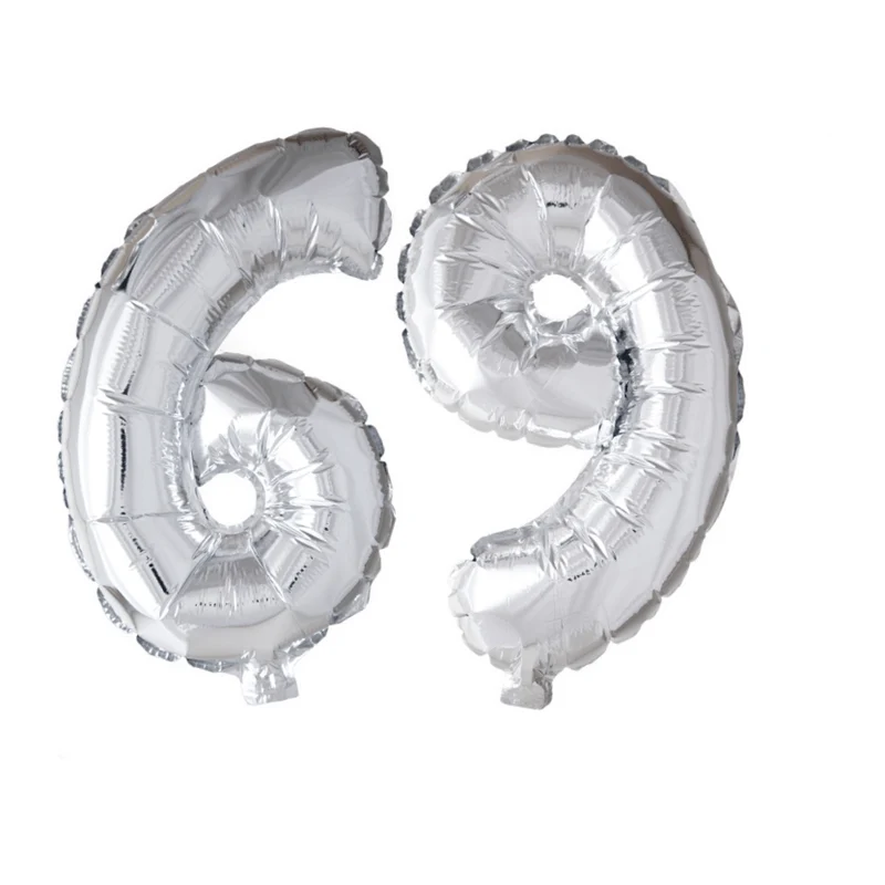 Folieballon 69 jaar zilver 41cm