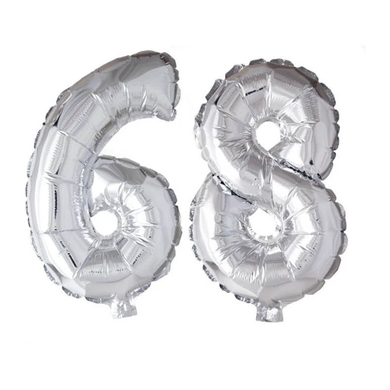 Folieballon 68 jaar zilver 41cm
