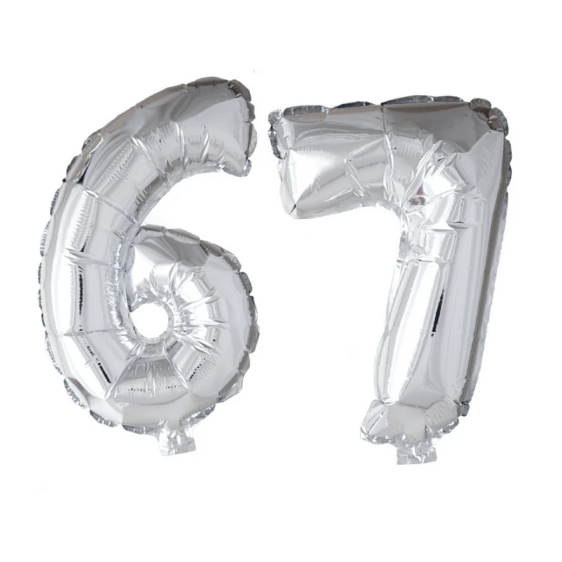Folieballon 67 jaar zilver 41cm