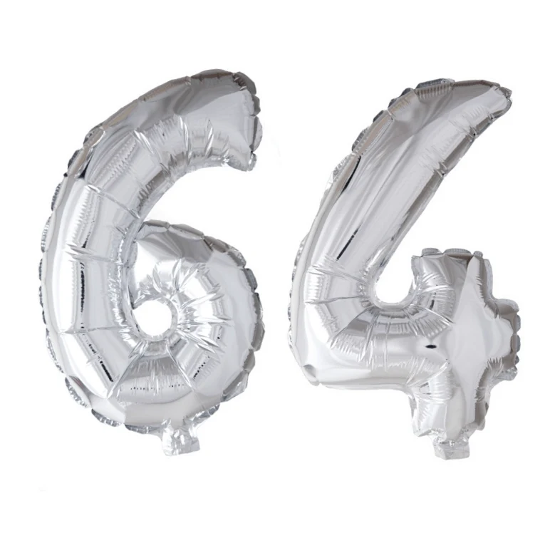 Folieballon 64 jaar zilver 41cm