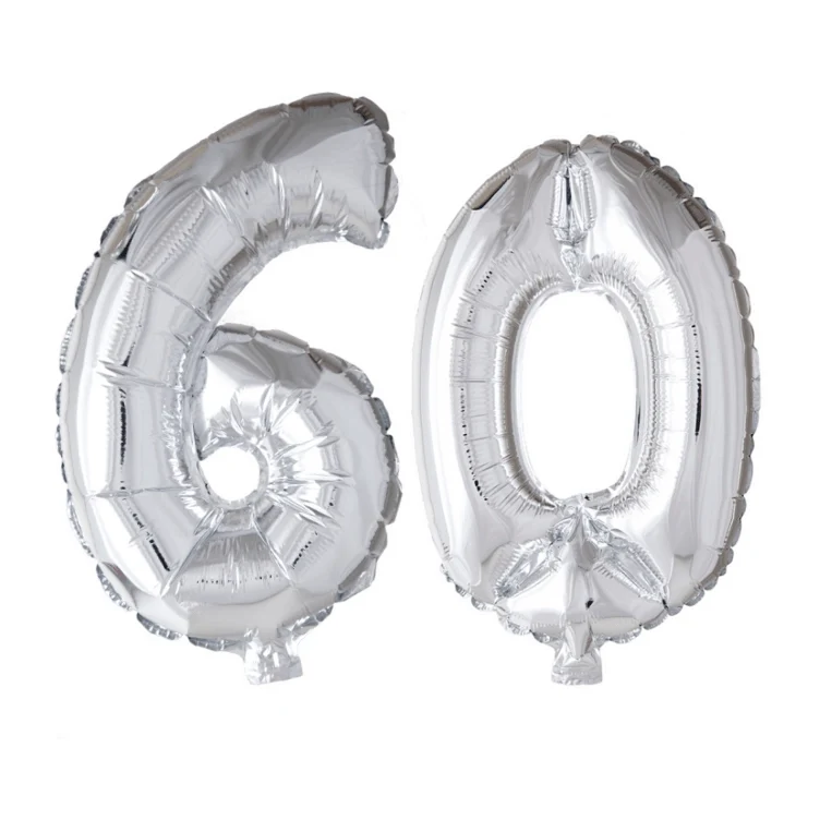 Folieballon 60 jaar zilver 41cm