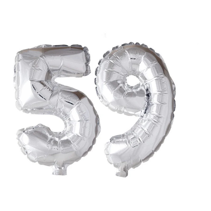 Folieballon 59 jaar zilver 86cm