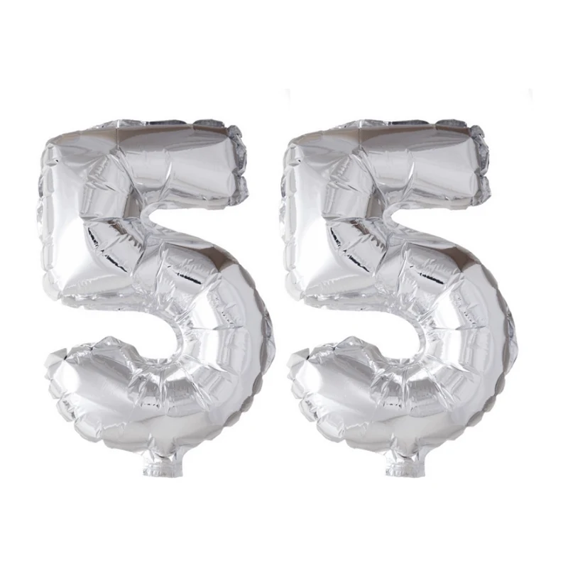 Folieballon 55 jaar zilver 86cm