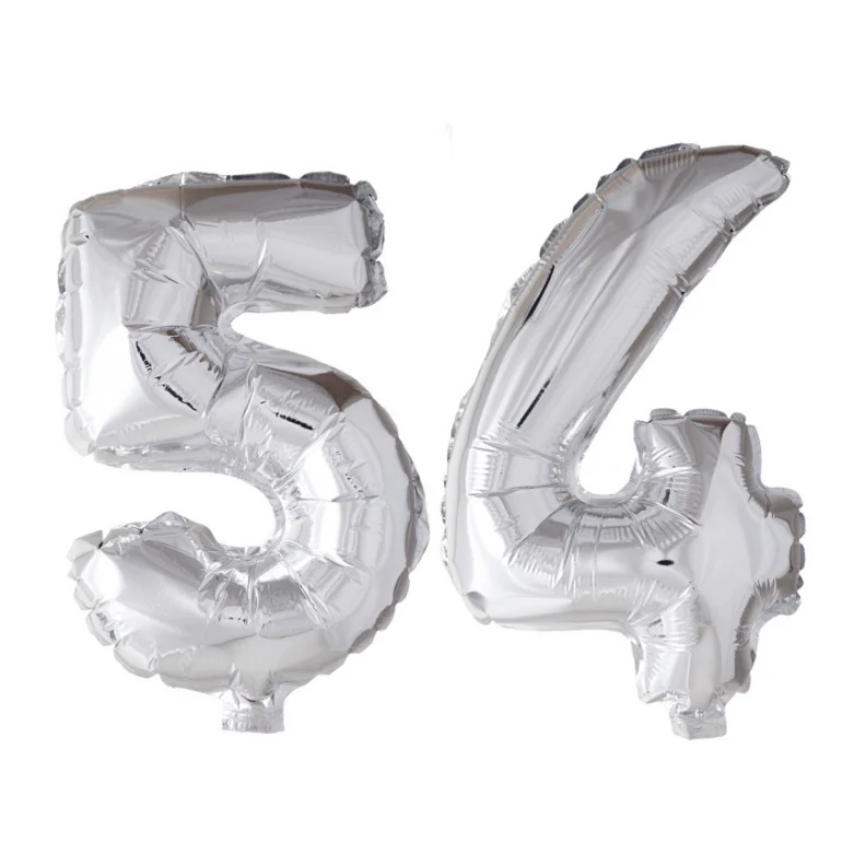 Folieballon 54 jaar zilver 86cm